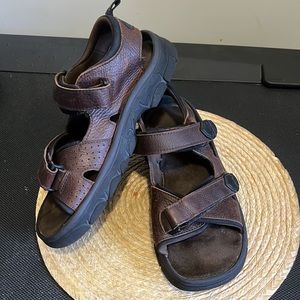 Nunn Bush Mens Leather Outdoor Velcro Sandals Size 12